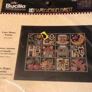 Bucilla Mary Engelbreit "Love, Home, Family" Counted Cross Stitch 43385